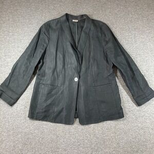J.Jill 100% Linen Oversized Blazer Womens Large L Black